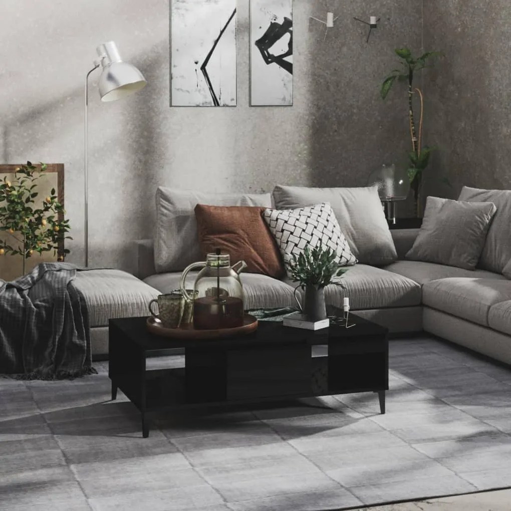 806029 vidaXL Mesa de centro 103,5x60x35 cm contraplacado preto brilhante