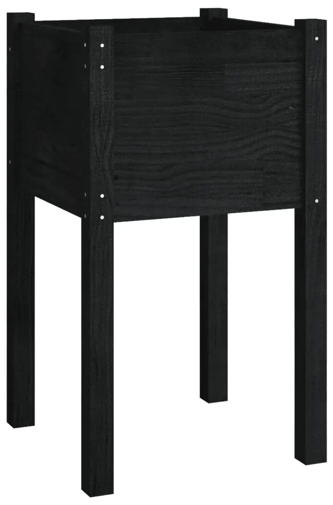 Vasos/floreiras de jardim 2 pcs 40x40x70 cm pinho maciço preto