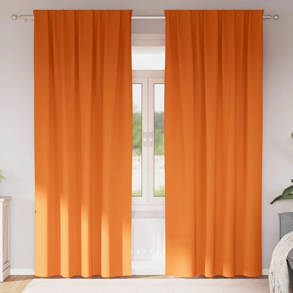 vidaXL Cortinas 2 pcs Laranja Brilhante 225 x 140 cm Poliéster