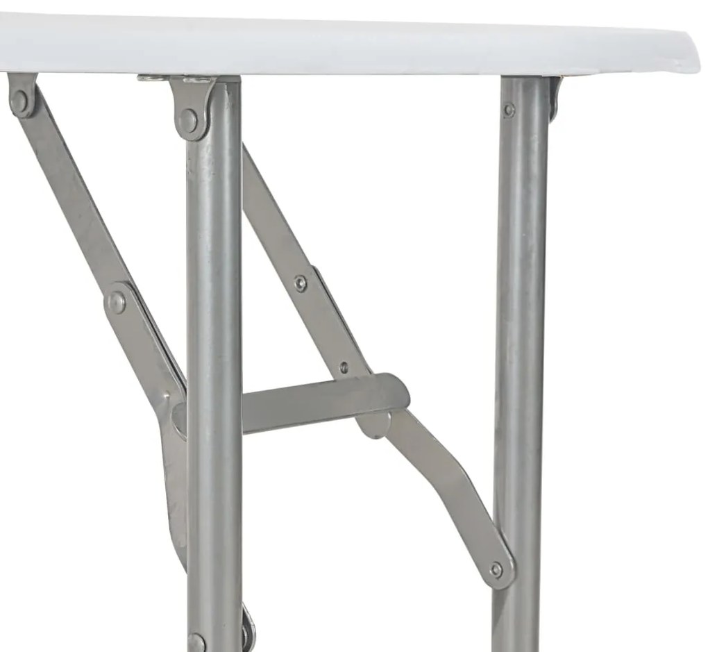 3 pcs conjunto jantar dobrável com prateleira MDF e aço branco