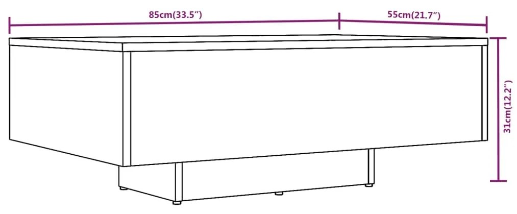 Mesa de centro 85x55x31 cm derivados de madeira carvalho fumado