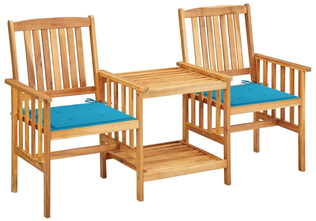 3061279 vidaXL Cadeiras de jardim c/ mesa de centro e almofadões acácia maciça