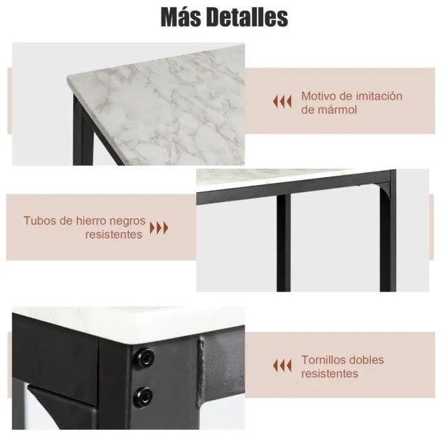 Conjunto de mesa cozinhas e bancos de jantar de 3 peças de bar compactos em couro sintético Branco e Preto