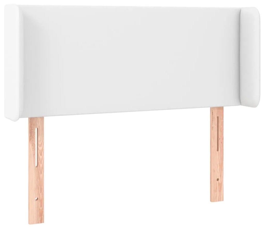 Cabeceira de cama c/ LED couro artificial 93x16x78/88 cm branco