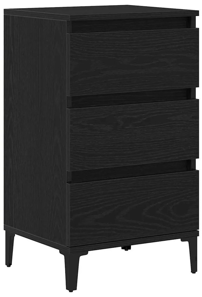 Cabeceira de noite vidaXL Preto Carvalho 40x35x70 cm Madeira do engend