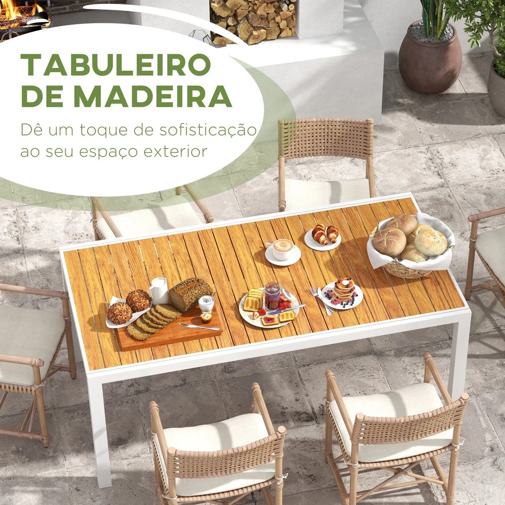 Mesa de Jardim Extensível Mesa de Jantar Exterior Mesa de Terraço Reta