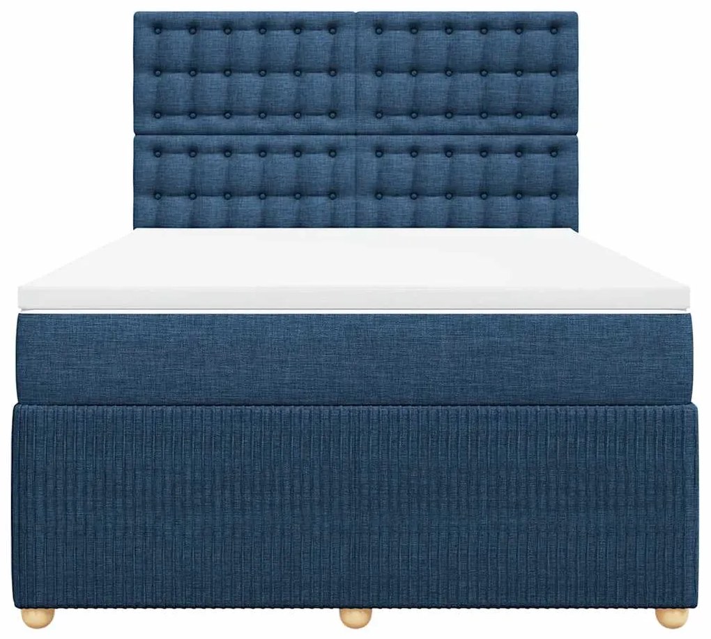 Cama com molas/colchão 160x200 cm tecido azul