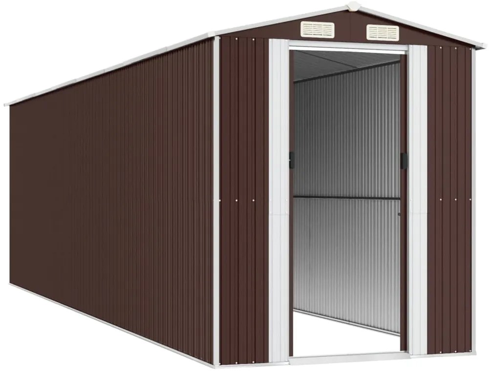 Abrigo de jardim 192x689x223 cm aço galvanizado castanho-escuro