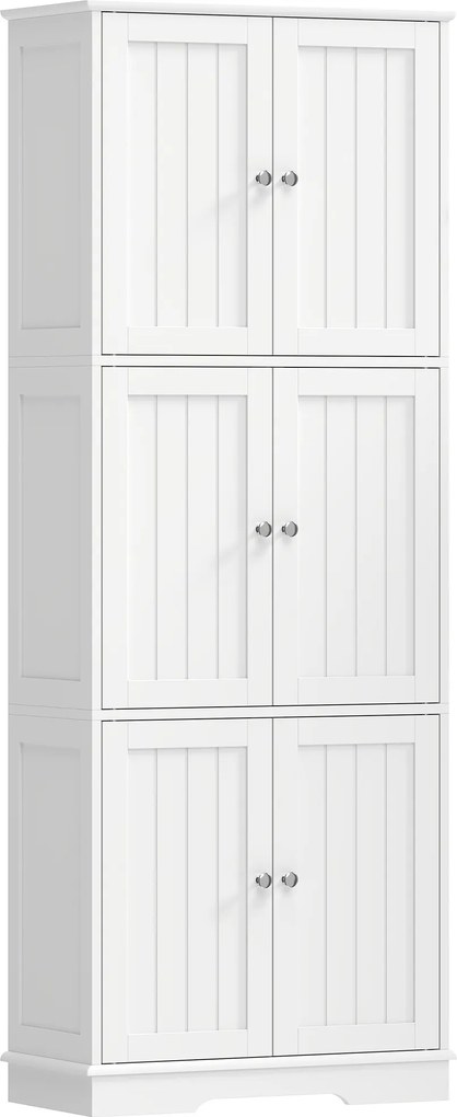 HOMCOM Armário Alto para Casa de Banho com 3 Armários de Porta Dupla e Prateleiras Ajustáveis 60x30x160 cm Branco | Aosom Portugal