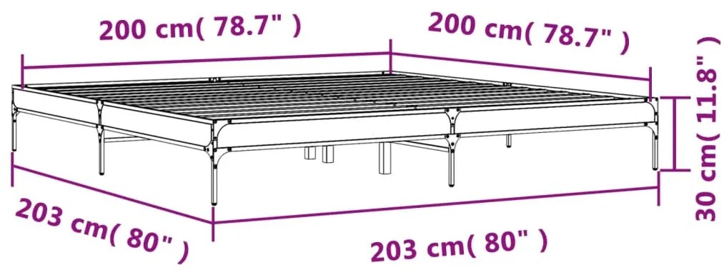 Estrutura de cama 200x200cm derivados madeira/metal