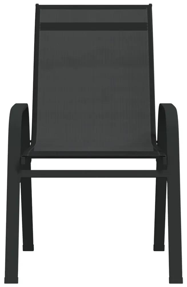 Cadeiras de jardim empilháveis 6 pcs textilene preto
