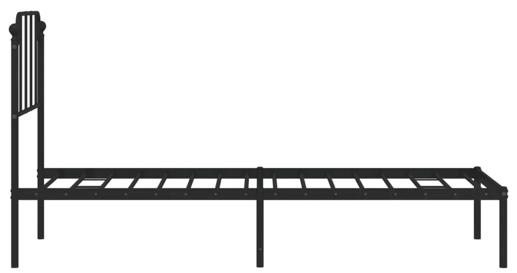 Estrutura de cama com cabeceira 80x200 cm metal preto