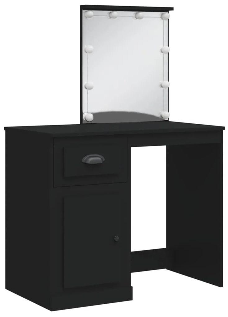 Toucador com luzes LED 90x42x132,5 cm preto