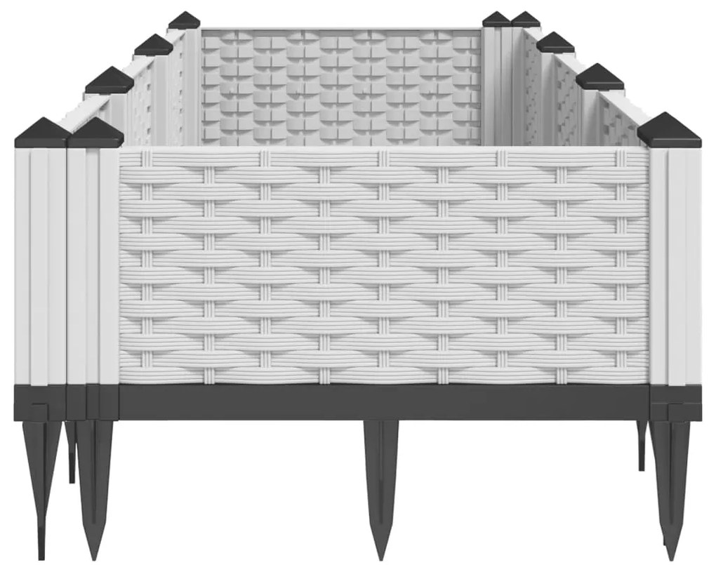 Vaso/floreira de jardim c/ estacas 125x40x28,5 cm PP branco
