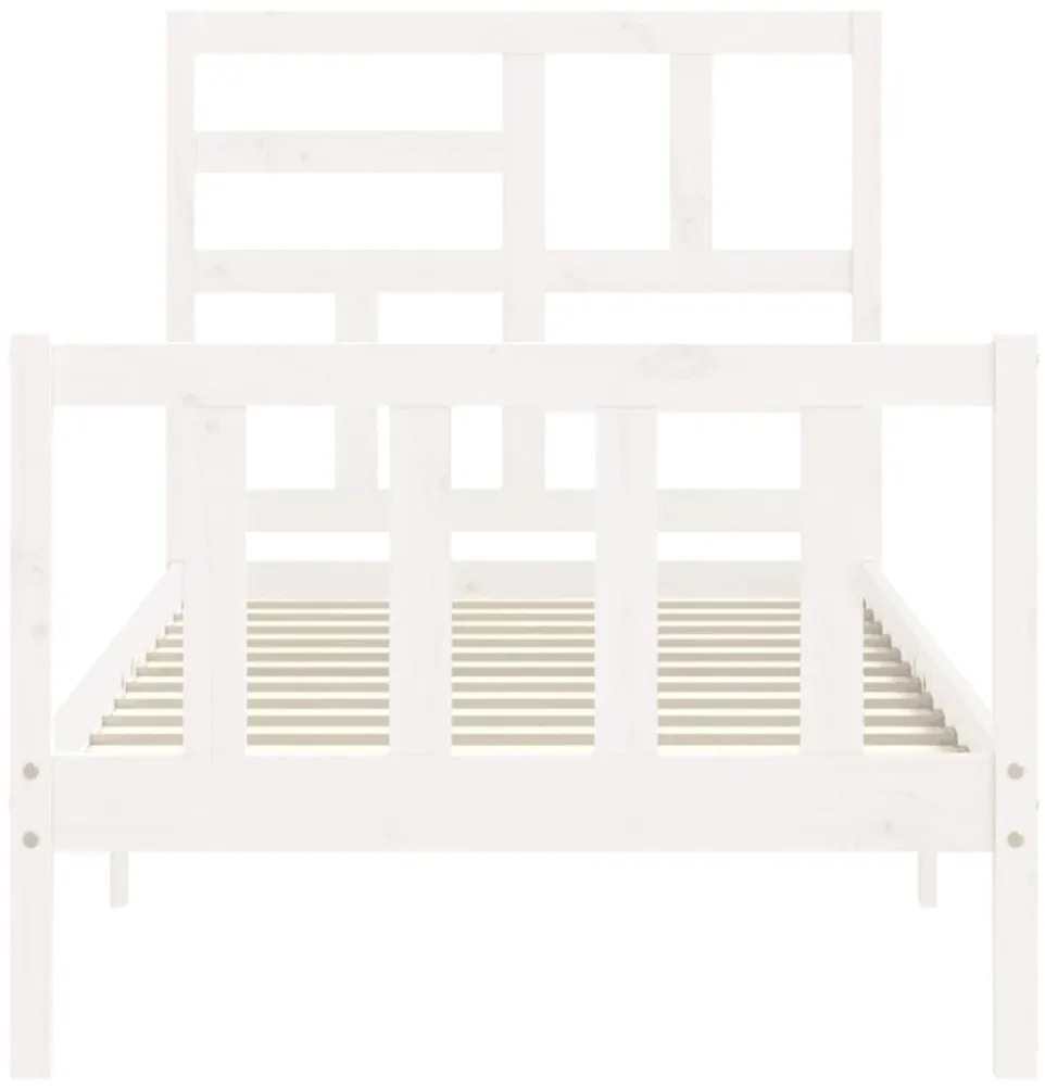 Estrutura cama de solteiro c/ cabeceira madeira maciça branco