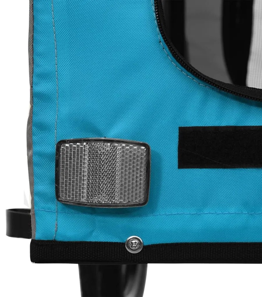 Reboque bicicleta p/ animais tecido oxford/ferro azul/cinza
