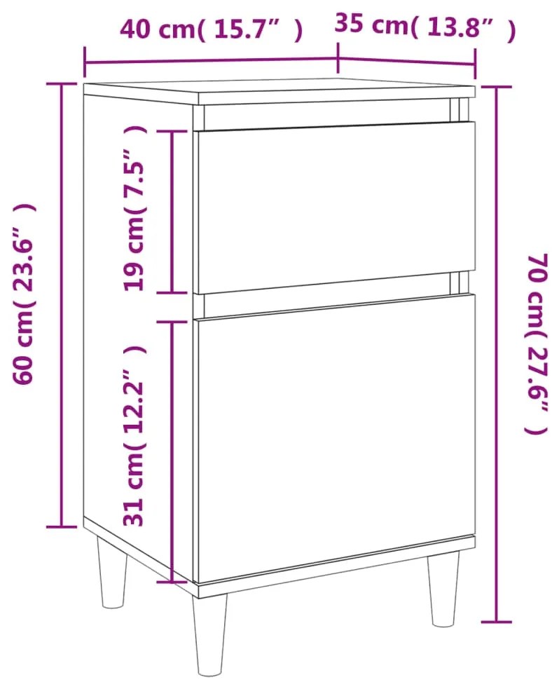 Mesas de cabeceira 2 pcs 40x35x70 cm preto