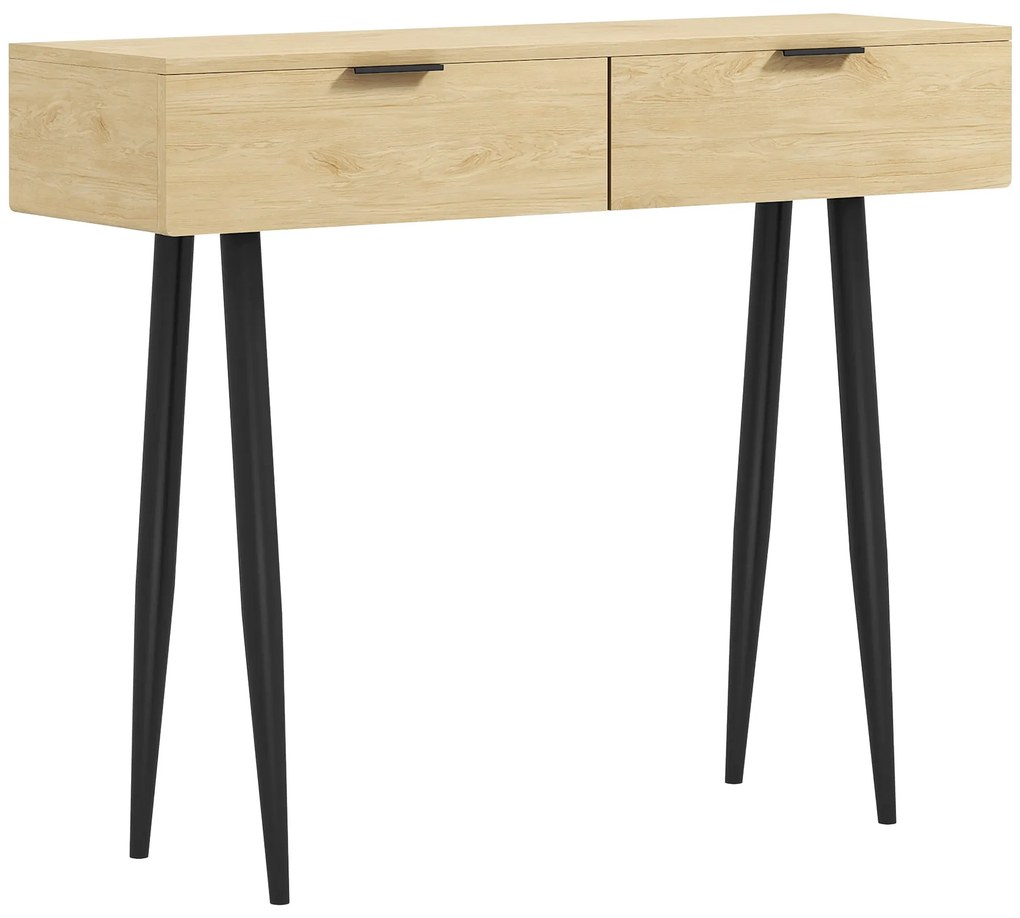 Mesa Consola Móvel para Entrada com 2 Gavetas e Pés de Aço Consola par