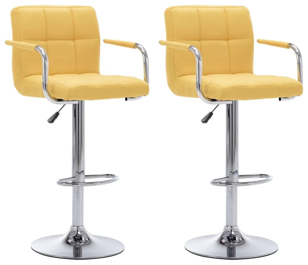 Cadeiras de bar 2 pcs tecido amarelo