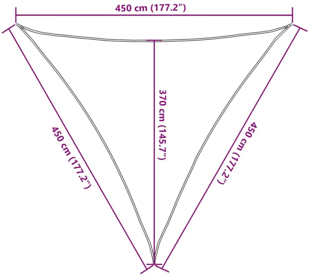Para-sol estilo vela 160 g/m² 4,5x4,5x4,5 m PEAD castanho
