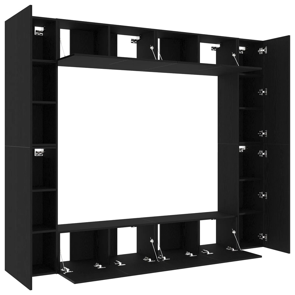 Conjunto de 8 Cabines de TV Carvalho Preto Madeira de Engenharia