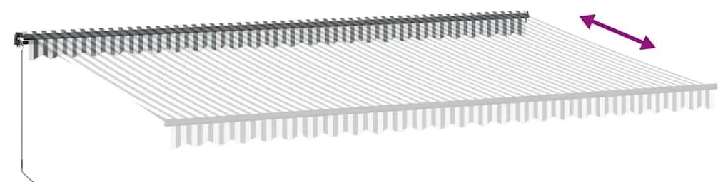 Toldo retrátil manual 600x300 cm antracite e branco