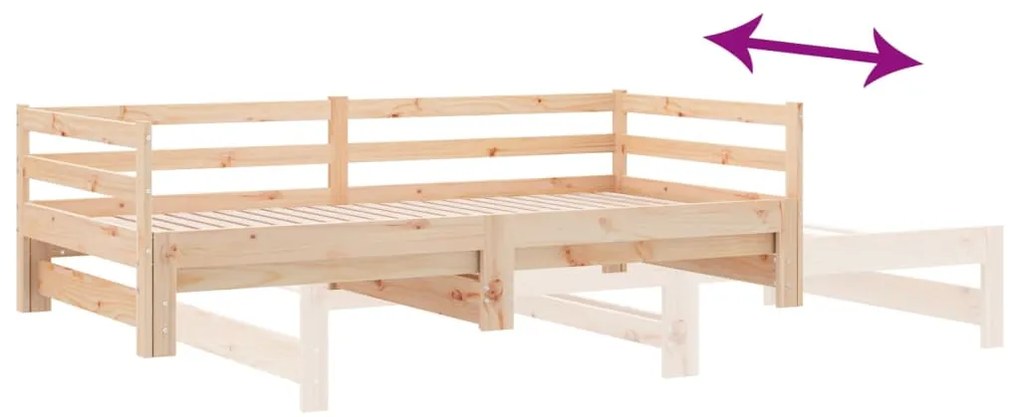 Sofá-cama de puxar 2x(90x200) cm pinho maciço