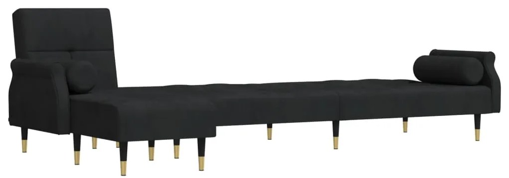Sofá-cama em forma de L 271x140x70 cm veludo preto