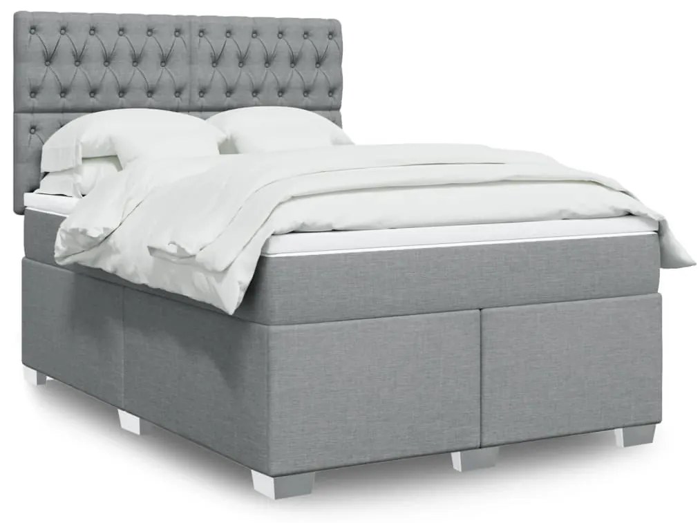 vidaXL Cama com molas/colchão 140x200 cm tecido cinzento-claro