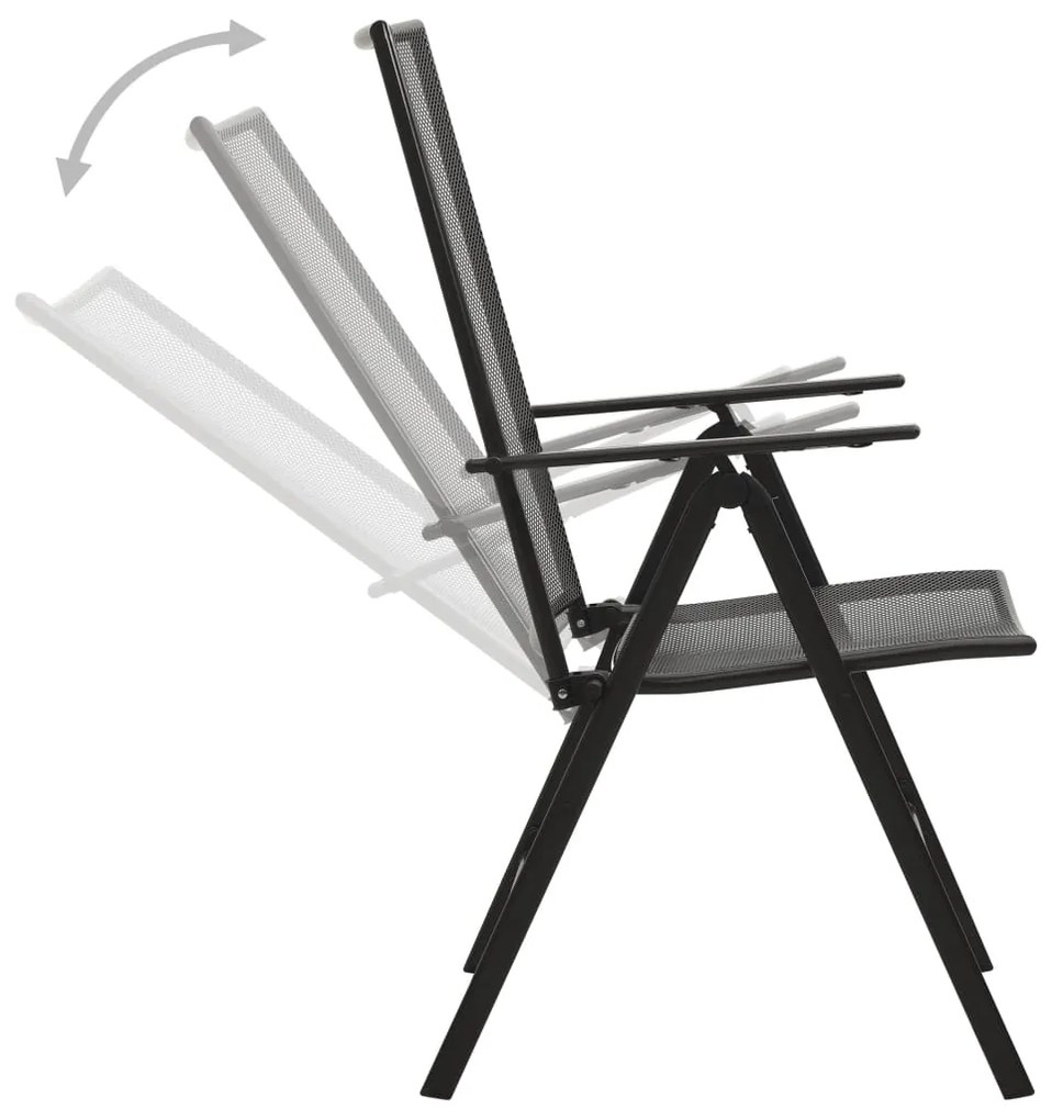 Conj.cadeiras reclináveis jardim 5pc aço revestido pó antracite