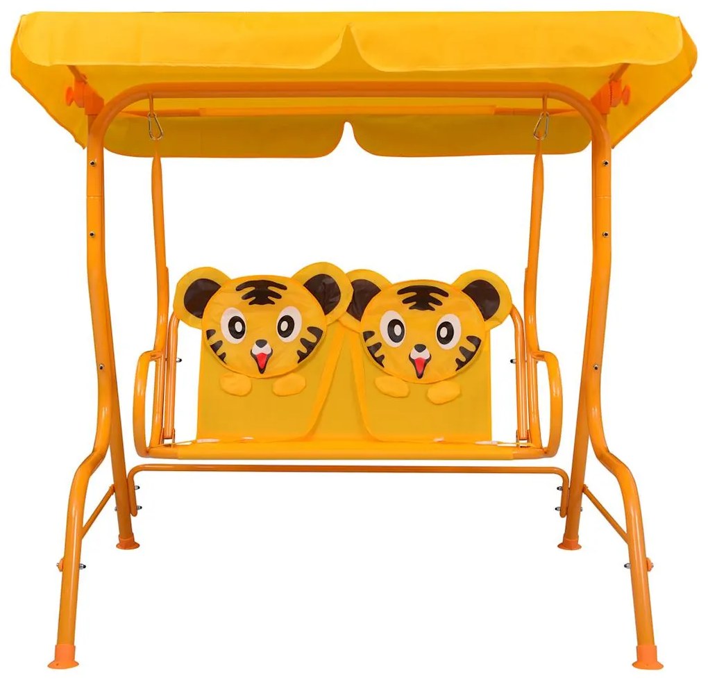 Banco de baloiço para crianças 115x75x110 cm tecido amarelo