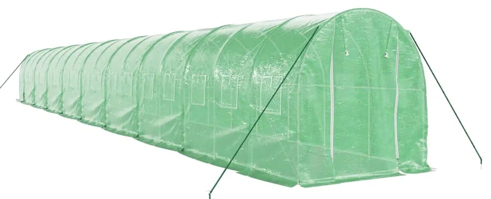Estufa com estrutura de aço 36 m² 18x2x2 m verde