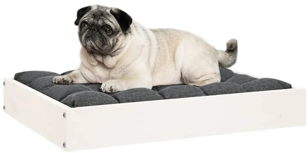 Cama para cães 61,5x49x9 cm madeira de pinho maciça branco