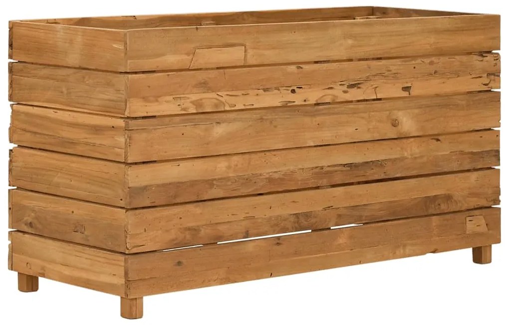 Vaso/floreira 100x40x55 cm madeira de teca reciclada e aço