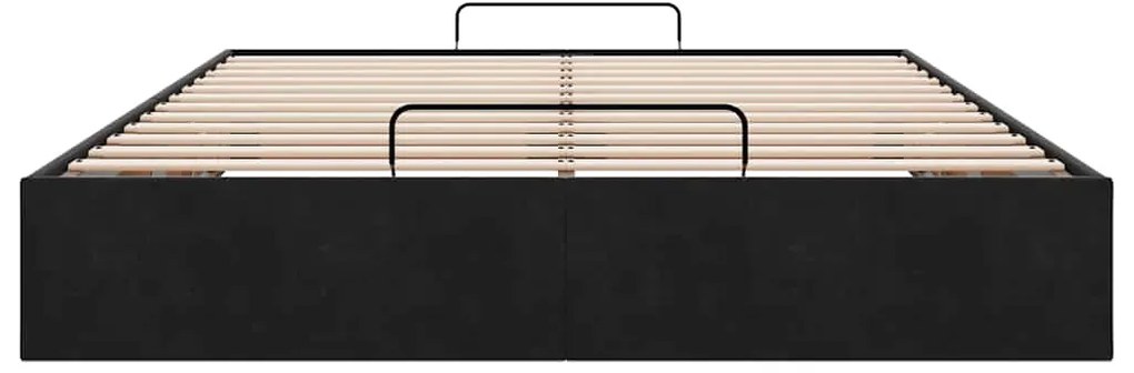 Estrutura de cama otomana sem colchão 140x190 cm veludo preto