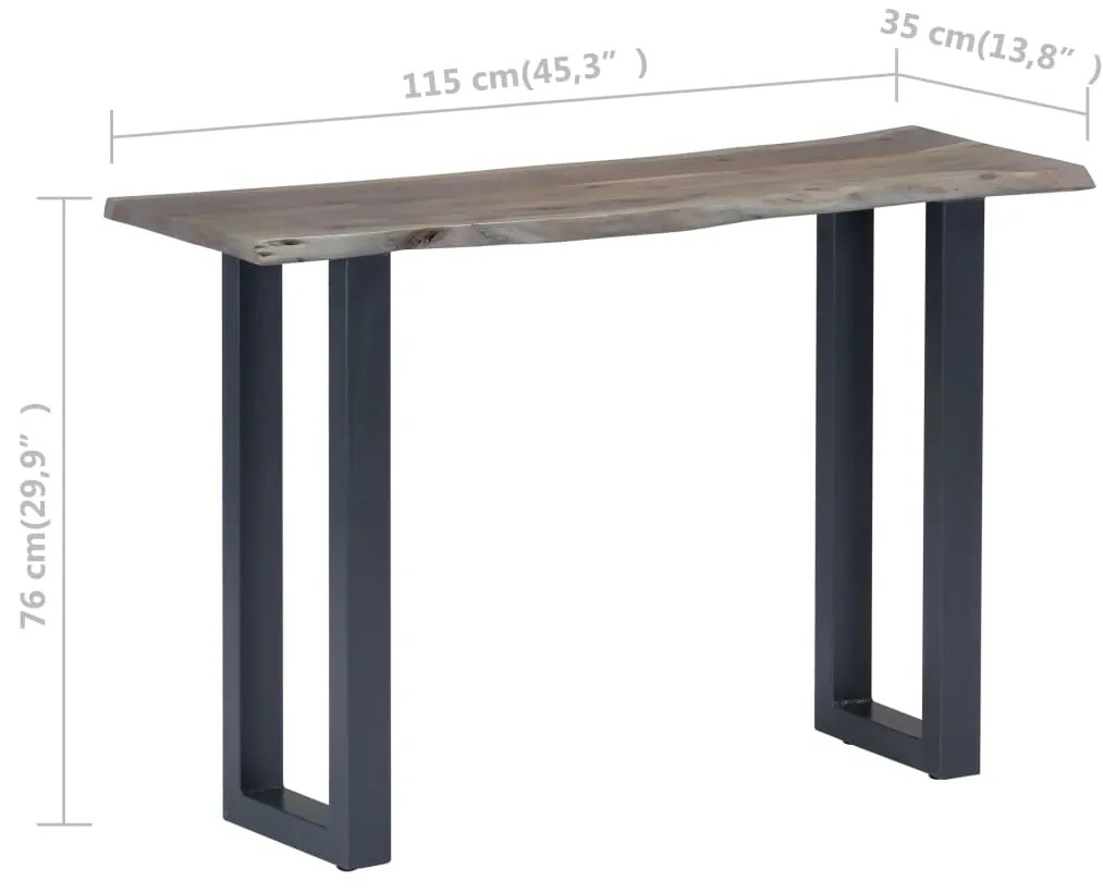 Mesa consola 115x35x76 cm acácia maciça e ferro cinzento