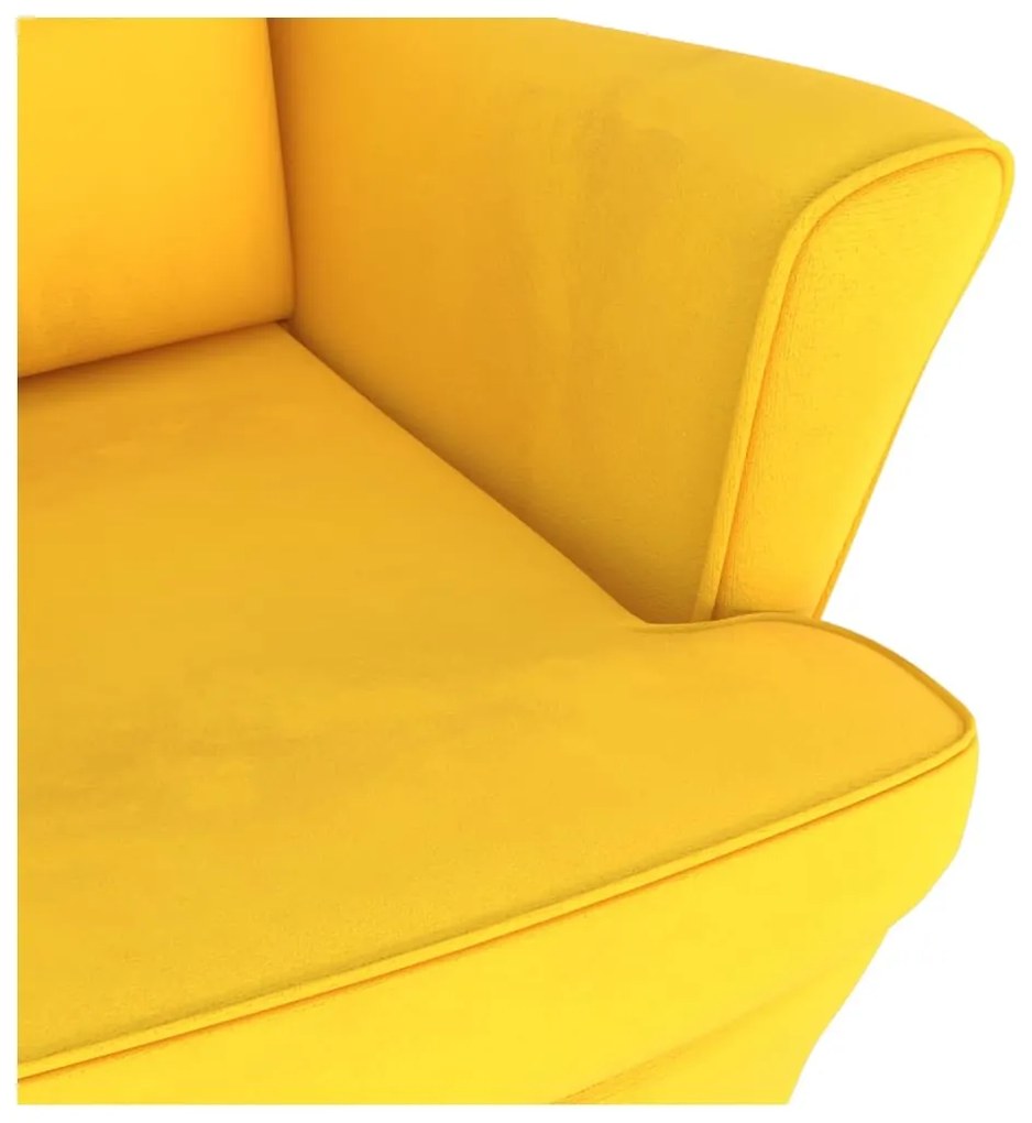 Cadeira de baloiço c/ pernas de metal e banco veludo amarelo