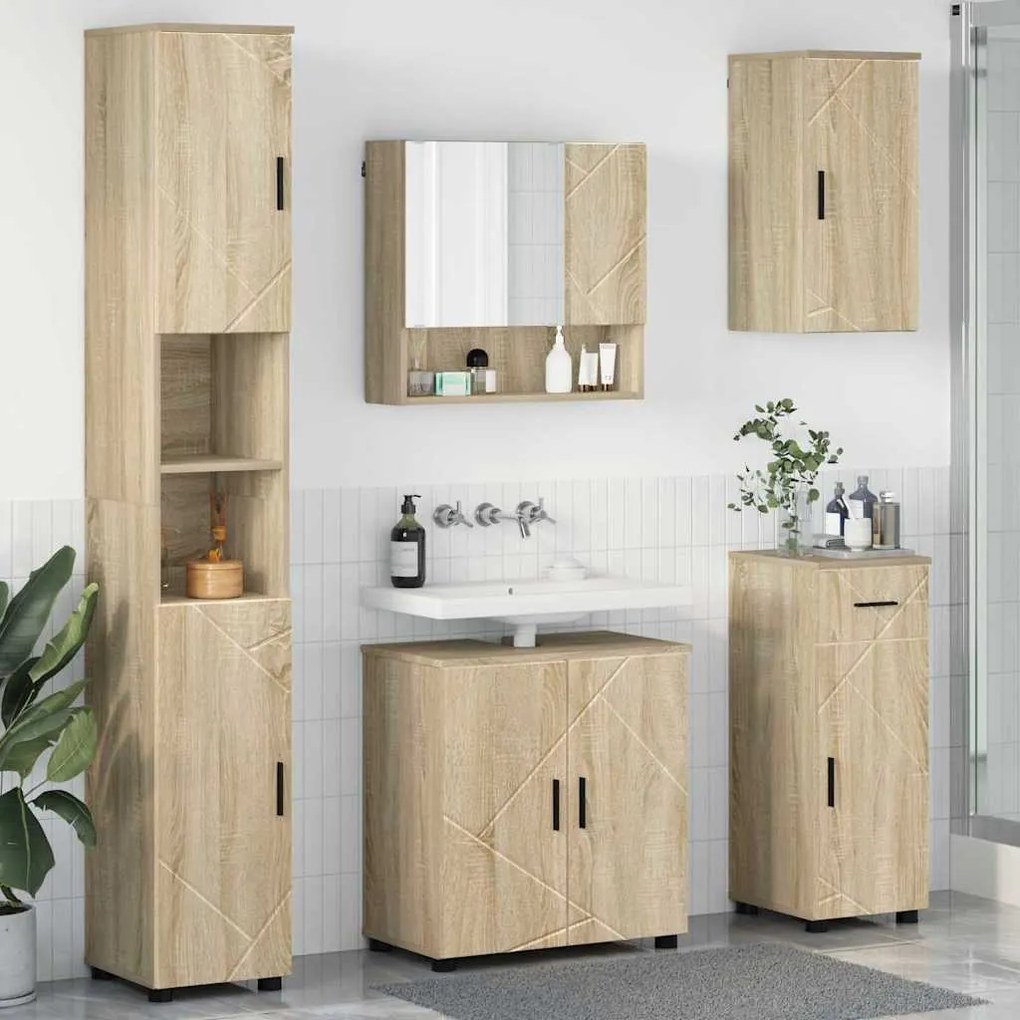 vidaXL Conjunto de Móveis para Banheiro 5 pcs Carvalho sonoma
