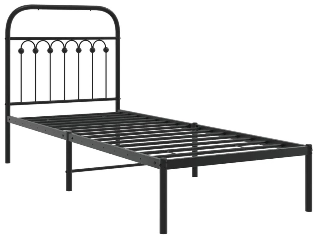 Estrutura de cama metal s/ colchão c/ cabeceira 75x190 cm preto