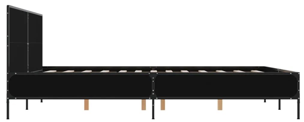 Estrutura de cama 150x200 cm derivados de madeira/metal preto