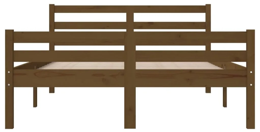Estrutura de cama 140x190 cm madeira maciça castanho-mel