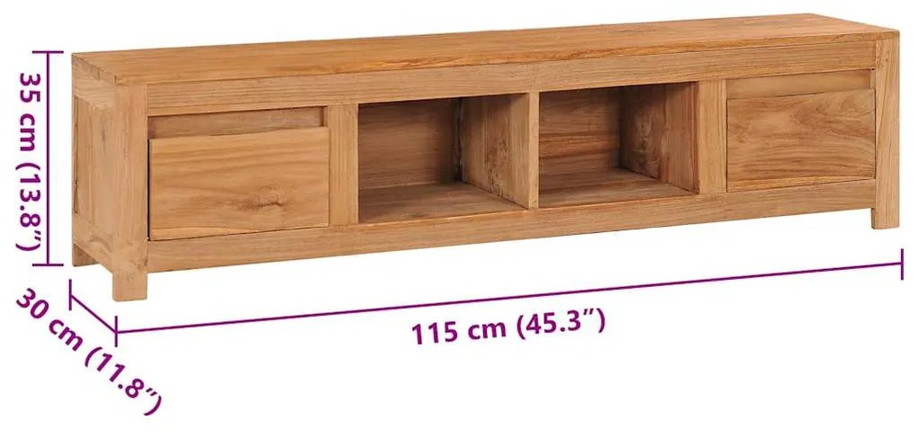 Móvel de TV 135x30x35 cm madeira de teca maciça