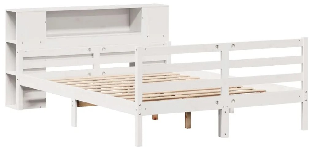 Cama com estante sem colchão 135x190 cm pinho maciço branco