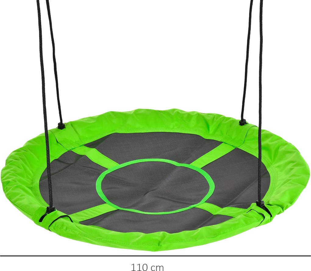 Baloiço redondo Ø 110 cm 4 argolas incluídas em metal com revestimento epóxi Oxford de alta densidade Verde