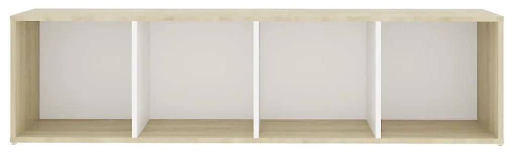 Móvel de TV 142,5x35x36,5 cm contraplacado branco e carvalho sonoma