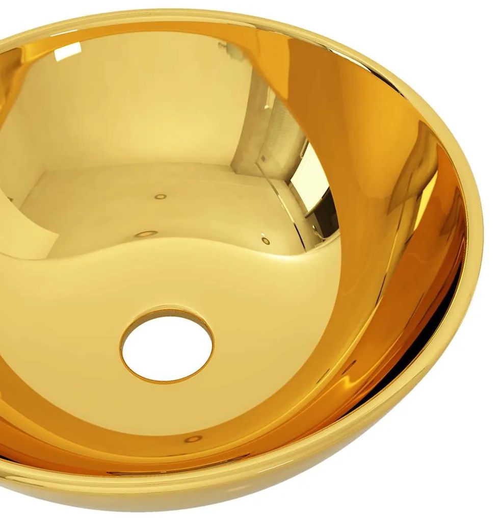 Lavatório 28x10 cm cerâmica dourado