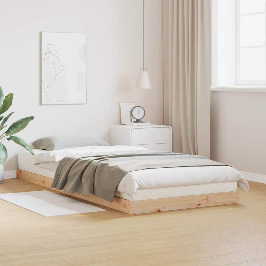 Cama de Chão vidaXL Branca 90x220 cm Madeira Sólida de Pinho