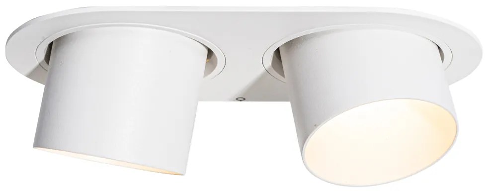 Conjunto de 6 focos embutidos brancos GU10 70mm inclináveis 2-luzes - Installa Moderno