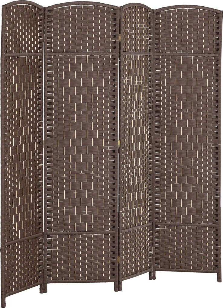 HOMCOM Biombo Dobrável 4 Painéis 180x180 cm Divisória Interior em Pinho e Polipropileno Castanho | Aosom Portugal
