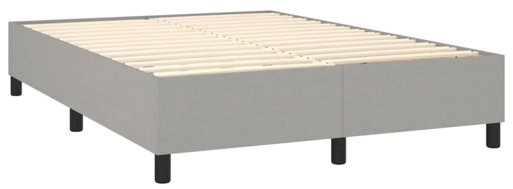 Cama box spring c/ colchão e LED 140x200 cm tecido cinza-claro